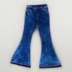 American Bazi Los Angeles Blue Denim High Rise Bell Bottom Jeans Women Size M